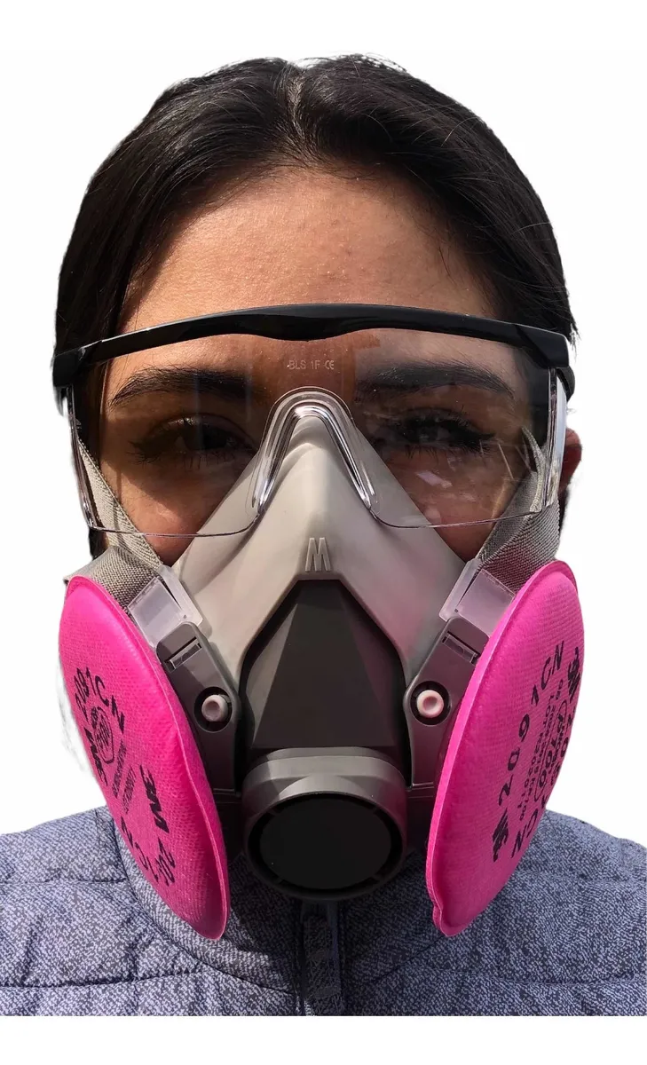Máscara respiradora Máscara de gas de media cara Máscara de gas 6200  Máscara de gas con filtros/gafas de seguridad Respirador de pintura para